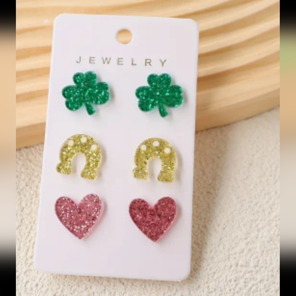 3 pairs of st patricks day earrings